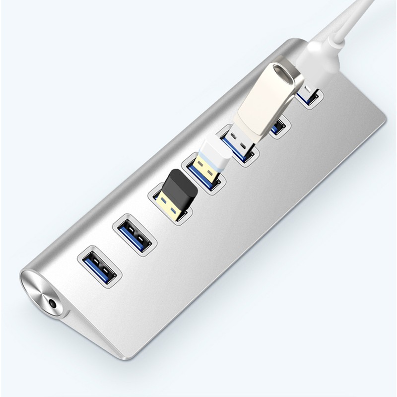 USB 3.0 Splitter Aluminum Alloy Hub 7-in-1 Docking Station for