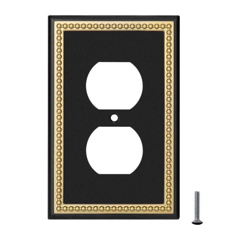Pearled Frame Decorative Wall Plate Switch Plate Outlet Cover (Single