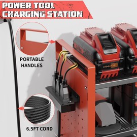 Xankzi Power Tool Organizer Wall Mount with Charging Station, 48" Expanded Width Tool Organizer for Garage Organization Max. 300lb Load, Heavy Duty Power Tool Storage Cordless Drill Holder