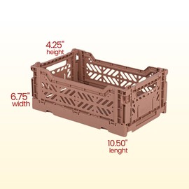 AYKASA Collapsible Storage Bins, Plastic Crate for Storage, Collapsible Crate, Utility Stackable Box (Warm Taupe - Milk Tea - Banana, 3 Pack - Small 4L)