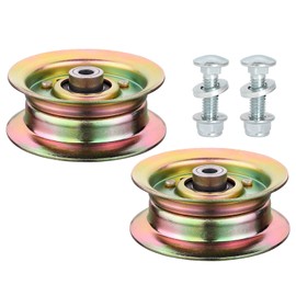 Belleone 177968 Idler Pulley Fits for Craftsman HU Mower, 193197 Flat Idler Pulley Compatible with HU Sears Pou LAN Lawn Tractors with 42" 46" 48" Deck, Replace for 532177968, 2 Pack