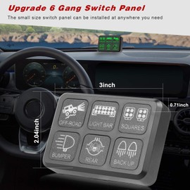 6 Gang Switch Panel Kit, Auto Power Plus Circuit Control Box Relay System Universal ON-Off Touch Switch Box for Car Marine Boat ATV UTV Truck