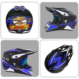 Youth Motocross Helmet Dirt Bike Helmet,ATV Motorcycle Helmet,Outdoor Dirt Bike Helmets,DOT Approved,Off-Road Helmets with Gloves Goggles Face Shield 4-Piece Set