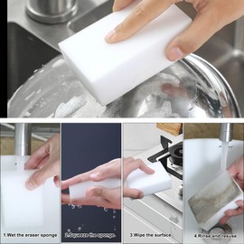 2 gomas de borrador de esponja mágica de densidad, multifuncionales para limpieza del hogar de cocina para muebles, esponjas de limpieza de melamina extra gruesas y de larga duración para baño, zócalo, limpiador de pared (20)