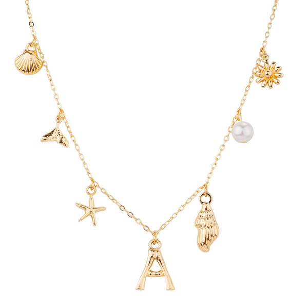 Mikovivi Initial Charm Necklace for Women, Gold Shell Letter Necklaces