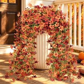 2PCS 344-Blooms Artificial Fall Flowers,UV Resistant No Fade Silk Fake Mums
