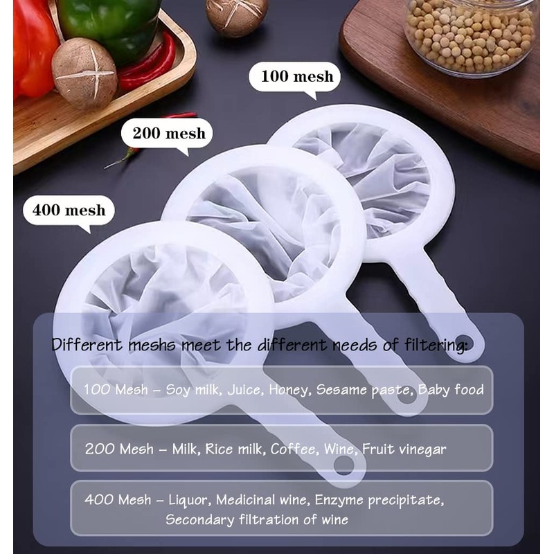 Nylon Ultra-Fine Mesh Strainer, Mesh Plastic Tea Strainer with Hole