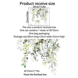 TDGBIH 3 Pcs Toilet Stickers, Self-Adhesive Toilet Lid Stickers Bathroom Wall Sticker Toilet Cover Green Plant Leaves Flowers Decor Decal Wall Stickers for Bathroom