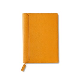 Business Leather Factory Notebook Cover (A5) Genuine Leather Notebook Cover, Notebook Cover, Card Storage, Pen Holder Included (Maple Yellow)