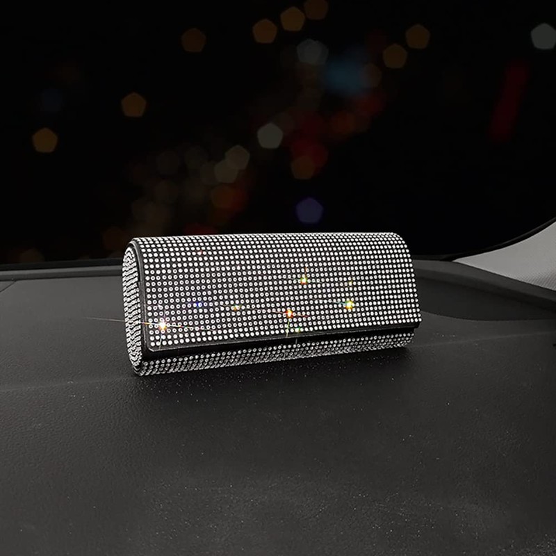 ihreesy ihreesy Auto Brillenetui,Universal Glitzer Kristall Brillenhalter Schutzbox Brillen Aufbewahrungsbox