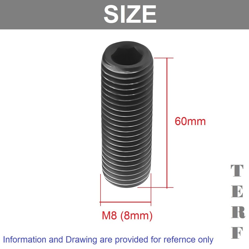 TERF® M8 X 60mm Allen Head Hex Socket Grub Screws