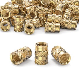 ORTAVA Threaded Insert M6, Pack of 60 Press-in Nuts, Brass Embedding Nuts, Knurled Nuts, M6 x 10 x 8 mm, Threaded Inserts for Plastic Parts by Heat or Ultrasonic in 3D Printer Parts