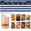 50pcs Kraft Bags with Window Resealable Stand Up Ziplock Pouches