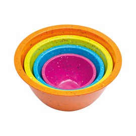 Confetti Nesting Mixing Bowls Set - 4-Piece Colorful Kitchen Bowls (18oz, 1.25QT, 2.5QT, 4QT) - BPA-Free, Dishwasher Safe, Space-Saving Design Vibrant Color