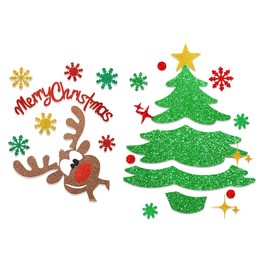 Christmas Window Sticker Door Sticker Christmas Sticker Decorations Felt Christmas Window Sticker Christmas Tree Snowflakes Reindeer Sticker Christmas Decoration