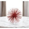 Homeroots 8" Red Spiked Iron Decorative Orb Tabletop Sculpture