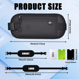 Money Belts for Travel Hidden Men Women, Passport Holder Secure Travel Money Pouch RFID Blocking Travel Wallet Anti-Theft Bumbag with 3 RFID Card Protector Sleeve Waterproof Fanny Pack