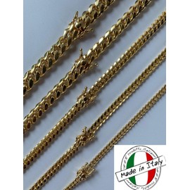 HarlemBling Miami Cuban Link Chain Or Bracelet - 14k Gold Plated Real Solid 925 Silver Necklace - Box Lock Cuban Link 4-10.5mm - Italy (8, 5mm Wide)