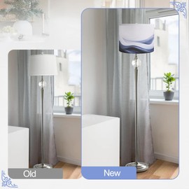 Haultop Haultop Lamp Shades set of 2 Small, 8.7x8.7x7.9in Fabric Blue Lamp Shade, Lampshades for Table Lamp with Waves and Oceans, Support Spider and E26/E14 Base,Drum lamp shades