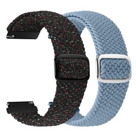 2 Pack Quick Release Braided Bands - 18mm 19mm 20mm 22mm 24mm Solo Loop Adjustable Soft Band For Women Men