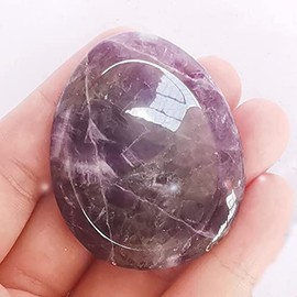 Manekieko Manekieko Natrlicher Amethyst Wassertropfen Chakra Daumen Sorgen Stein, Stress Relax Heilungs Reiki Kristalltaschen Palmensteine