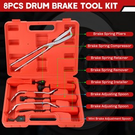 weyleity 8PCS Drum Brake Tool Kit | Brake Spoon Set with Drum Brake Spring Pliers, Drum Brake Spring Tool Drum Brake Adjusting Tool Brake Drum Tool Kit Brake Spring Installer Remover Plier Tools Set