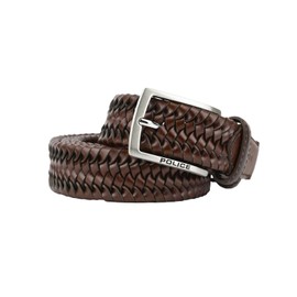 Police Genuine Leather Elastic Braided Belt for Men, Comfortable and Shortened, 3.5 cm High, Moro Head 06, 125 (Taglia 52-56), Moro Head 06, 125 (Taglia 52-56), Moro Head 06, 125 (Taglia 52-56)