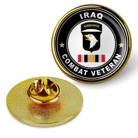 Airborne Division Iraq Combat Veteran Hat Pin Lapel Tie Suit Shirt Hat - Gold