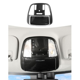 Summleaf Roof Reading Light Cover Trim for 2011-2025+ Dodge Charger Durango,for 2011-2025+ Chrysler 300 Reading Lamp Decals Cover Trim Sticker Interior Accessories(Black Carbon Fiber B)