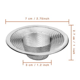 2pcs Heavy Duty Stainless Steel Slop Basket Filter Trap, 2.75" Top / 1" Mesh Metal Sink Strainer, Perfect for Kitchen Sink/Bathroom Bathtub Wash Basin Floor Shower Drain Balcony Drain Hole, Utility