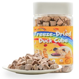 Meaty feast Freeze Dried Duck Recipe Cat and Dog Treats Filler&Gluten&Grain Free, High Protein Single Ingredient Food Topper for Training and Snacking（Raw Duck Cube, 3.9oz）