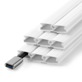 136in Cord Hider for Wall Mount TV, White Wire Covers for 1 Mini Cords, YCLYC 8Pack Cable Hider Kit, Paintable Power Wall Cord Cover, Wire Hiders for TV on Wall Cable Raceway - L17in W0.6in H0.36in