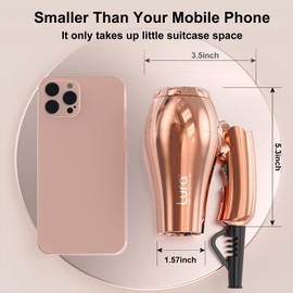 LURA Auto Dual Voltage Travel Hair Dryer with Diffuser,Travel Blow Dryer Mini with EU Plug and UK Plug,Lightweight Portable Hairdryers with Folding Handle,1200W Compact Small Blowdryers for Women