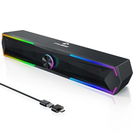 Tylubio Computer Speakers with Clear Sound, Flowing LED Computer Speaker for Desktop Laptop Monitor, Bluetooth & USB Input