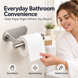 304 Stainless Steel Toilet Paper Holder – Self-Adhesive Wall-Mounted Roll Holder for Bathroom & Kitchen, Silver