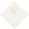 Weddingstar 3-Ply Gold Foil Cocktail Napkins White - Double Hearts