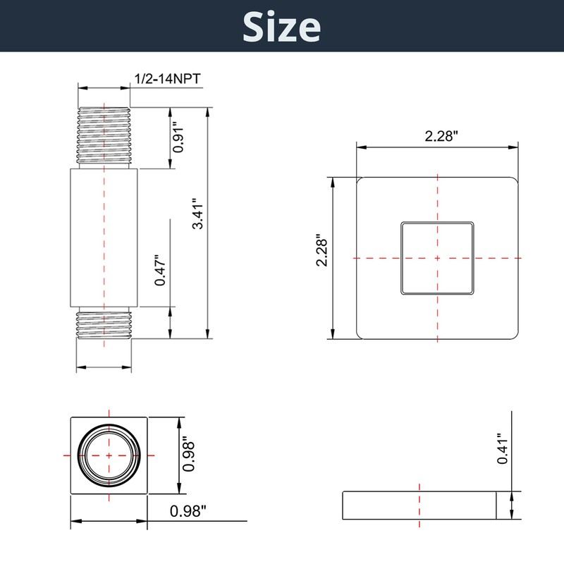 Straight Shower Arm with Flange, Ceiling Mount 3 Inches Rain