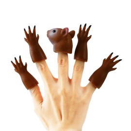 Andux 5pcs Animal Finger Puppets Realistic Rubber Animal Role Play Finger Puppets Set ZJWO-01 (Squirrel)
