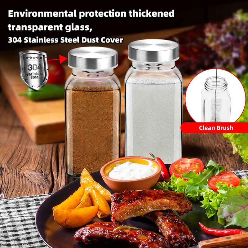eispap 6Pcs 6oz Glass Spice Jars 304 Stainless steel Lids