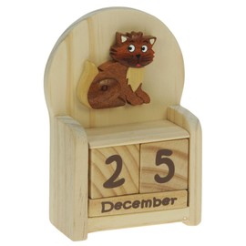 Namesakes® Cute Cat Perpetual Calendar - Wooden gift ideas for adults or kids - Desk animal advent with date & month blocks : Unusual Christmas stocking filler - Size 14.4 x 10 x 4.6cm
