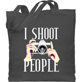 Shirtracer - Cotton Bag - Photography Gifts Photographers - I Shoot People - Pink - White, 2 Dark Grey