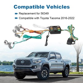 WATERWICH 4 Way Trailer Wiring Harness 56349 Compatible with Toyota Tacoma 2016 2017 2018 2019 2020 2021 2022 2023 4-Pin Trailer Hitch Wiring Harness