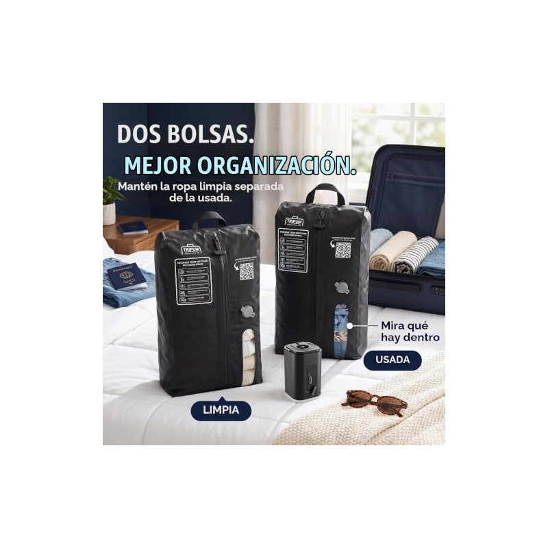 TRIPUM - Bolsas de vacío de viaje con bomba eléctrica