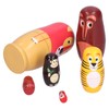 6Pcs Russian Nesting Dolls Kit Wooden Cartoon Animal Pattern Ornament
