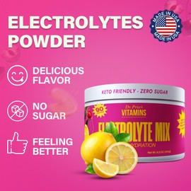 Dr. Price’s Electrolytes Powder Bulk | Cherry Lemonade 90 Servings | Sugar Free Hydration Powder with 72+ Trace Minerals | Keto, Vegan, Electrolyte Drink Mix | Doctor-Formulated, Made in USA