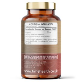 Apigenin - 50mg x 120 Capsules - 98%+ Purity - Optimal Dose for Sleep & Relaxation Support - NAD+ Booster - Grapefruit Source - UK Made - GMP Standards - Zero Additives (120 Count (Pack of 1))
