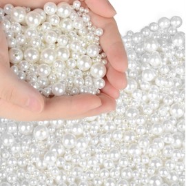 abalorio de perlas, abalorio AD 2150 piezas con agujero, perlas de marfil para manualidades, perlas sueltas para hacer joyas, manualidades, decoración y relleno de jarrón (4 mm, 6 mm, 8 mm, 10 mm, 12
