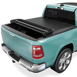 Soft Quad-Fold Truck Bed Tonneau Cover Fit for Dodge Ram 1500 2002-2025 (Classic & New), Fit for Dodge Ram 2500 3500 2003-2025, with 6.4 ft Bed Without Rambox