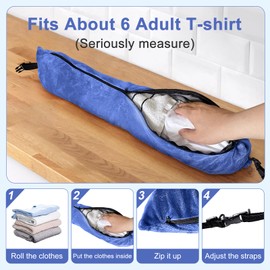 Eppyyo 2Pack Stuffable Travel Pillow for Extra Luggage, Velvet Travel Neck Pillow with Adjustable Neck Size, Fits About 6 T-Shirts Travel Essentials Multifunctional Sleeping Rest Cushion(Blue)