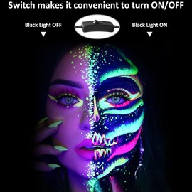 FastDeng LED Black Lights - 50W Flood Light with Plug and Switch, IP66 Waterproof Blacklight for Dance Party, Glow in The Dark, Stage Lighting, Body Paint, Fluorescent Poster, Neon Glow (2 Pack)